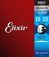 ELIXIR 11650 POLYWEB Комплект струн для банджо, Medium, 10-23